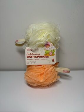 Strawberry Shortcake X Celavi Exfoliating Bath Sponges Loofa 2pk Orange White